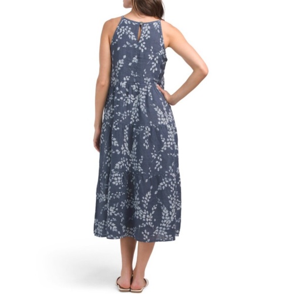 Luisa Perla NWT Made In Italy Sleeveless Button Back 100% Linen Midi Dress Small - Picture 3 of 12